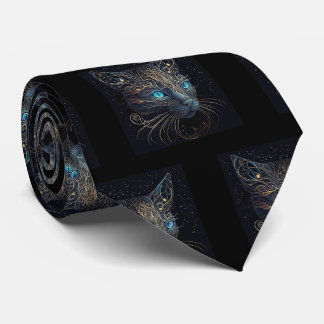 Extravagante Schwarze Katze Malen Neck Tie Krawatte