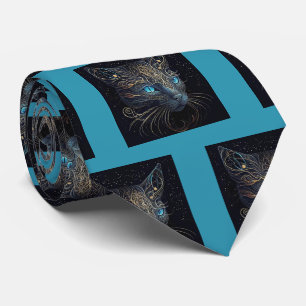 Extravagante Schwarze Katze Malen Neck Tie Krawatte
