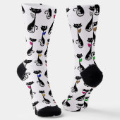 Extravagante schwarze Katzen Quirky-Muster Socken (Gewinkelt)
