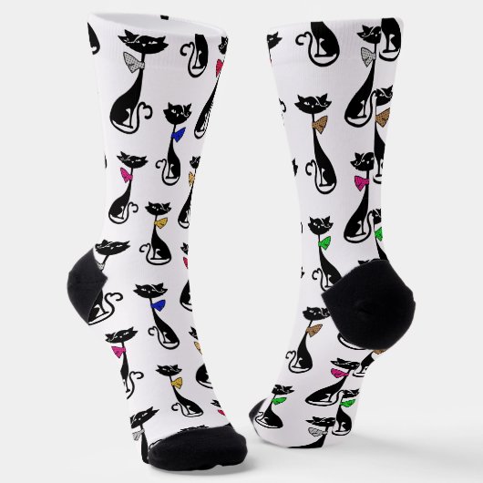 Extravagante schwarze Katzen Quirky-Muster Socken (Gewinkelt)
