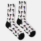 Extravagante schwarze Katzen Quirky-Muster Socken (Rechts)