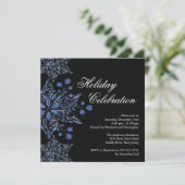 Extravagante Schwarzmeer-Schneeflocken-Feier Einladung (Stehend Vorderseite)