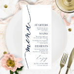 Extravagante Script 4x9 Wedding Menu Card für Plat Menükarte<br><div class="desc">Eine schicke Kalligraphy Wedding Menu Card. I do offer a free customisation service,  if you have any anfragen or special requests,  please feel free to contact me.</div>