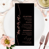 Extravagante Script 4x9 Wedding Menu Card für Plat Menükarte