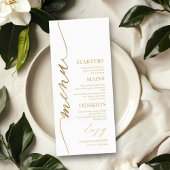 Extravagante Script 4x9 Wedding Menu Card für Plat Menükarte
