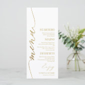 Extravagante Script 4x9 Wedding Menu Card für Plat Menükarte (Stehend Vorderseite)