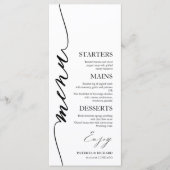 Extravagante Script 4x9 Wedding Menu Card für Plat Menükarte (Vorderseite)