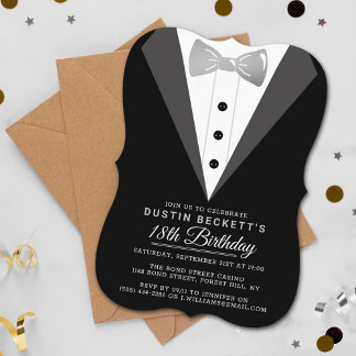Extravagante Silberfolie Tuxedo 18. Geburtstag Einladung