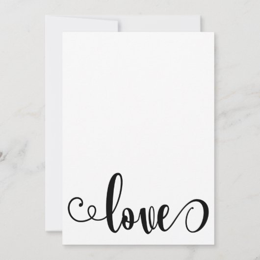 Extravagante Skriptbriefe Schwarz-weiße Beteiligun Einladung (Rückseite)