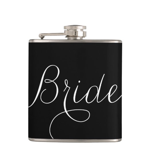 Extravagante Skriptbrille {schwarz und weiß} Flachmann (Vorderseite)