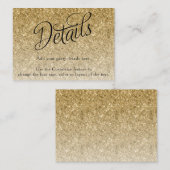 Extravagante Skriptdetails des Gold Glitzer Begleitkarte (Vorne/Hinten)