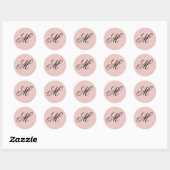 Extravagante Skriptkalligrafie Blush und Schwarze Runder Aufkleber (Blatt)