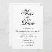Extravagante Skriptkalligrafie Schwarz/Weiß Save The Date (Vorne/Hinten)