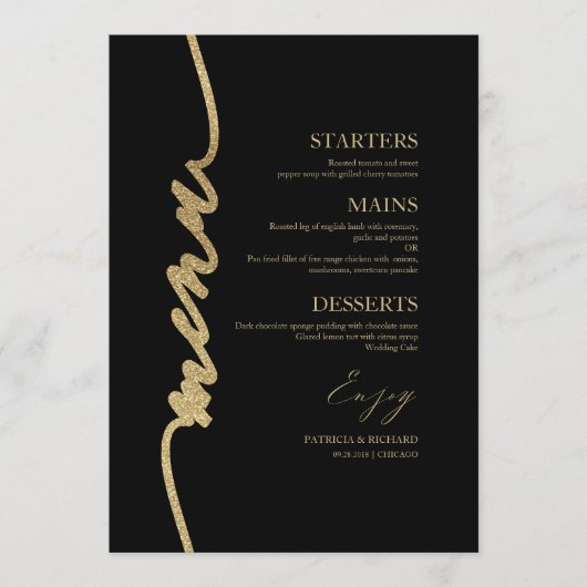 Extravagante Skriptmenükarte für Plakate Menükarte (Vorderseite)