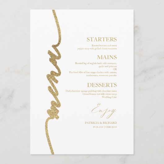 Extravagante Skriptmenükarte für Plakate Menükarte (Vorderseite)