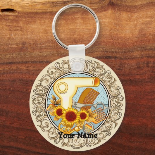 Extravagante Sonnenblumen Beautician Schlüsselanhänger (Vorderseite)