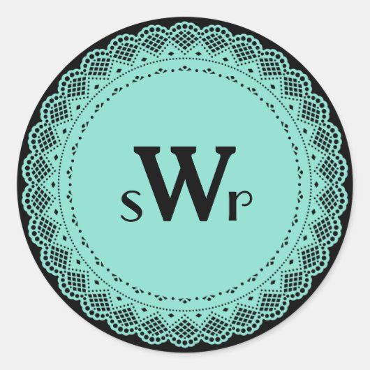 Extravagante Spitzenaufkleber für Monogramm Runder Aufkleber (Vorderseite)