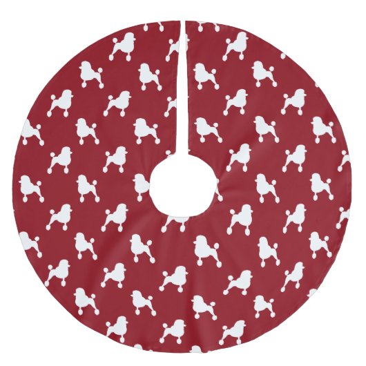 Extravagante Standard Poodle Silhouetten Muster Ro Polyester Weihnachtsbaumdecke (Vorderseite)