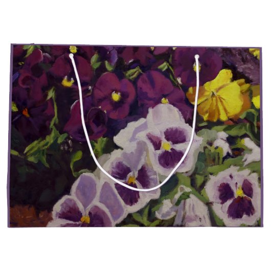 Extravagante Stiefmütterchen Blumenbäume Große Geschenktüte (Rückseite)