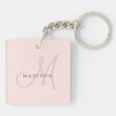 Extravagante Stilftige Blush Pink-Schattenmonogram Schlüsselanhänger (Rückseite)