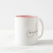 Extravagante Stilftige Blush Pink-Schattenmonogram Zweifarbige Tasse (VorderseiteRechts)