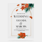 Extravagante Tropische Blume Begrüßung Acrylschild (Vorderseite)