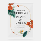 Extravagante Tropische Blume Begrüßung Acrylschild (Vorderseite)