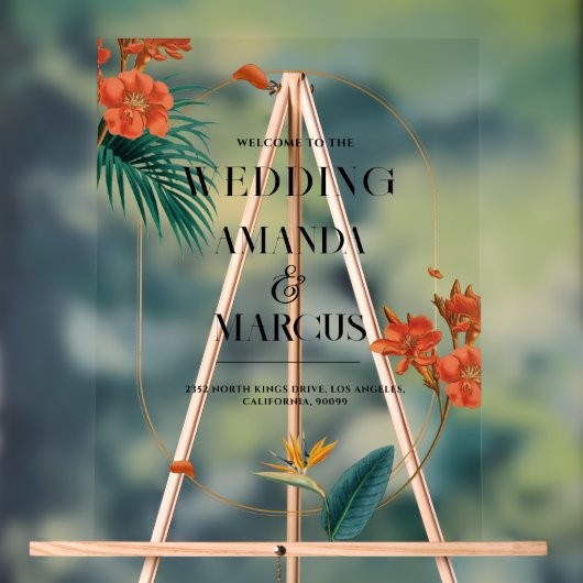 Extravagante Tropische Blume Begrüßung Acrylschild (Neutral)