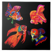 Extravagante tropische Fische entwerfen dekorative Fliese (Vorderseite)