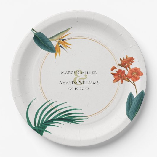 Extravagante tropische Hochzeiten Blume Pappteller (Vorderseite)