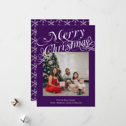 Extravagante Typografie Frohe Weihnachtsvorlage Feiertagskarte (Vorderseite/Rückseite Beispiel)