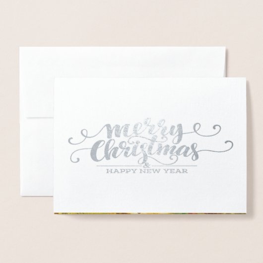 Extravagante Typografie - Weihnachtssilber Folienkarte (Vorderseite mit Umschlag)