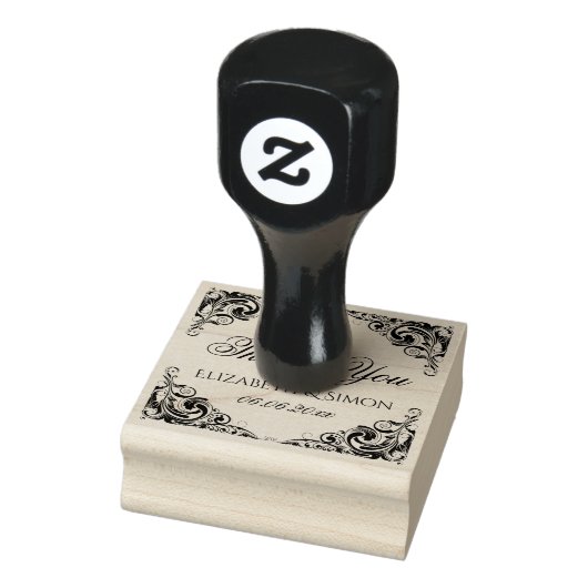 Extravagante verzierte klassische Hochzeit danke Gummistempel (Stempel)