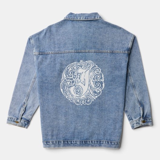 Extravagante Viktorianische Kalligraphie Monogram  Jeansjacke (Rückseite)
