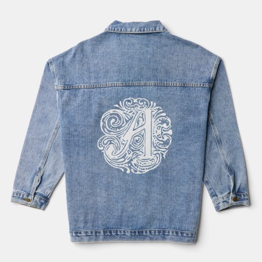 Extravagante Viktorianische Kalligraphie Monogramm Jeansjacke (Rückseite)