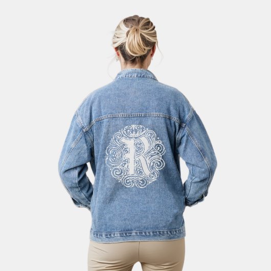 Extravagante Viktorianische Kalligraphie Monogramm Jeansjacke (Modell)