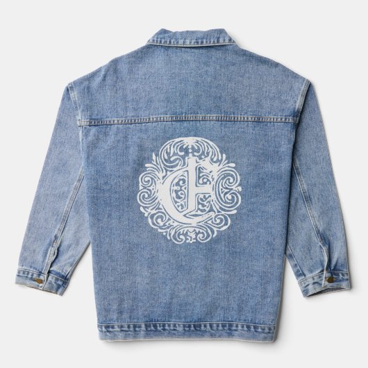 Extravagante Viktorianische Kalligraphie Monogramm Jeansjacke (Rückseite)