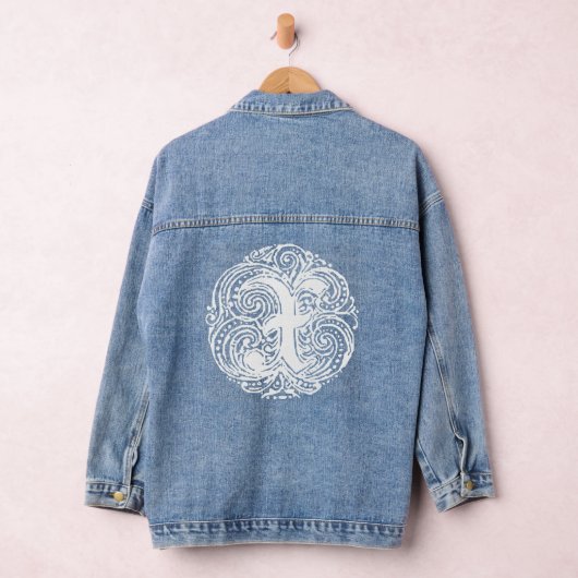 Extravagante Viktorianische Kalligraphie Monogramm Jeansjacke (Hangar)