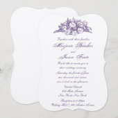 Extravagante Vintage Blume Einladung Hochzeit Lila (Vorne/Hinten)