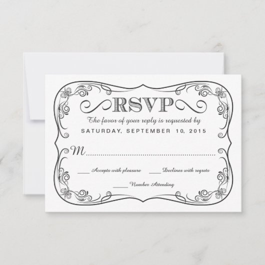 Extravagante Vintage UAWG-Hochzeitserie RSVP Karte (Vorderseite)