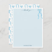 Extravagante Wasserfarbe Blauer Bogen Personalisie Dankeskarte (Vorne/Hinten)