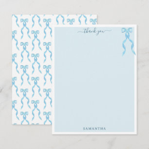 Extravagante Wasserfarbe Blauer Bogen Personalisie Dankeskarte