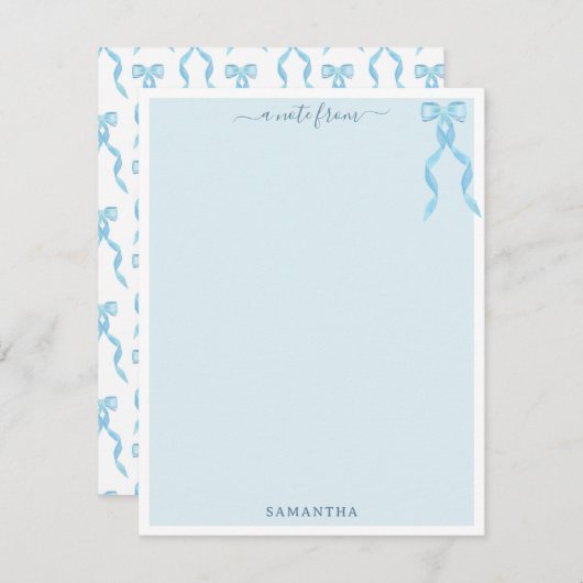 Extravagante Wasserfarbe Blauer Bogen Personalisie Mitteilungskarte (Vorne/Hinten)