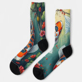 Extravagante Wasserfarbe Koi Crew Socken (Linkes Detail)