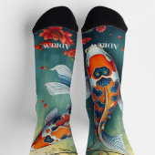Extravagante Wasserfarbe Koi Crew Socken (Oben)