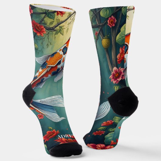 Extravagante Wasserfarbe Koi Crew Socken (Gewinkelt)