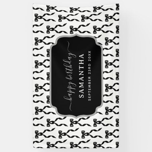 Extravagante Wasserfarbe Schwarzer Bogen Geburtsta Banner (Vertikal)