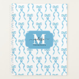 Extravagante Wasserfarbenblauer Bow Mit Monogramm Planer