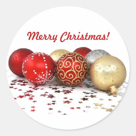 Extravagante Weihnachtsballen mit Shiny Stars Runder Aufkleber (Vorderseite)