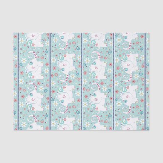 Extravagante weiße Elefanten auf der Parade Seidenpapier (Vorderseite)